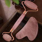 Rose Quartz Jade Set - Roller and Gua Sha With Box Packing Neck Facial Massage Tool