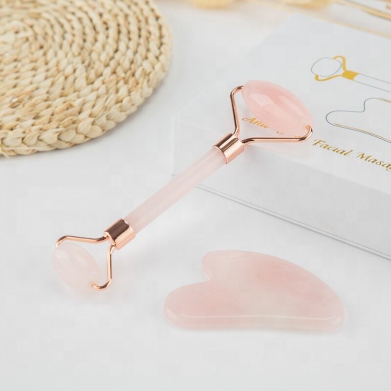 Natural Jade Roller Set - 2024 Hot Selling Xiuyan Gua Sha Rose Quartz Noise Free Roller