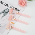 Rose Quartz Face Roller - Wholesale Small Natural Guasha Metal Holder Green Obsidian Tool