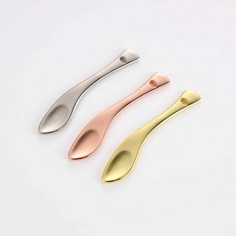 Mini Gold Spatula - Personal Label 6.4cm Zinc Alloy Face Cream Applicator Small Metal Scoop