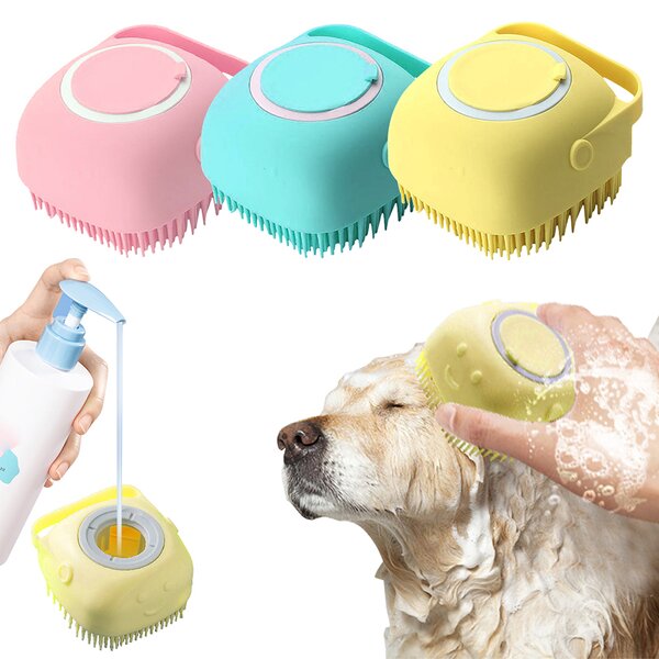 Pet Silicone Bath Brush - Dog Cat Shampoo Box Massage Shower Grooming Tool Pet Accessories