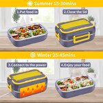 1.5L Electric Lunch Box - Portable Stainless Steel Car Home Kids Food Heater Warmer