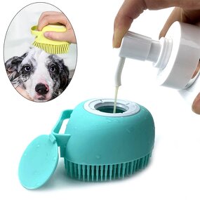 2 in 1 Dog Bath Brush - Bathroom Silicone Massage Shampoo Box Cat Shower Grooming Tool