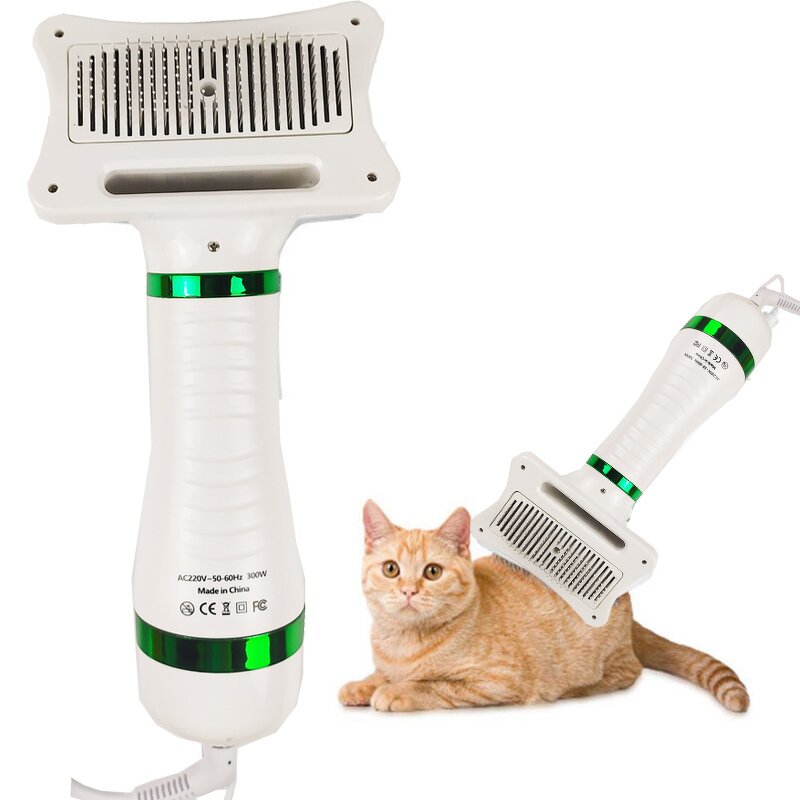 2-in-1 Pet Hair Dryer - Professional Home Dog Cat Grooming with Slicker Brush Smart