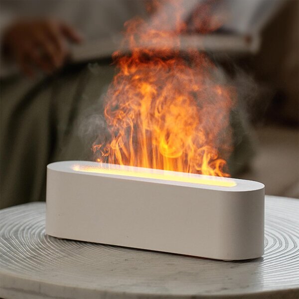 6-Color Desktop Humidifier - 1/3/5h Night Light Essential Oil Flame Simulation Car RV