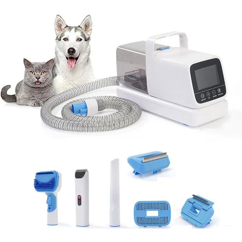 Pet Grooming Vacuum Kit - With Dryer Electric Hair Shaver Cleaner Dog Cat Accessories