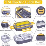 1.5L Electric Lunch Box - Portable Stainless Steel Car Home Kids Food Heater Warmer