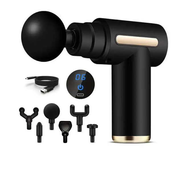 Portable Massage Gun - 6 Massage Heads Rechargeable 6-Speed LCD Display Muscle Relax