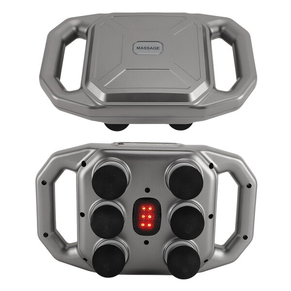 Heating Massage Gun - Deep Tissue 6 Heads 9 Levels Dual Handle Back Waist Leg Percussion