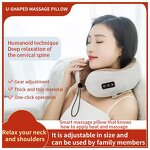 U-Shaped Back Massager - 3KEY Electric Vibrating Cervical Pillow Home Travel Neck Care