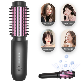 3 in 1 Hair Styling Comb - Mini Portable Cordless Curler Straightener Negative Ions