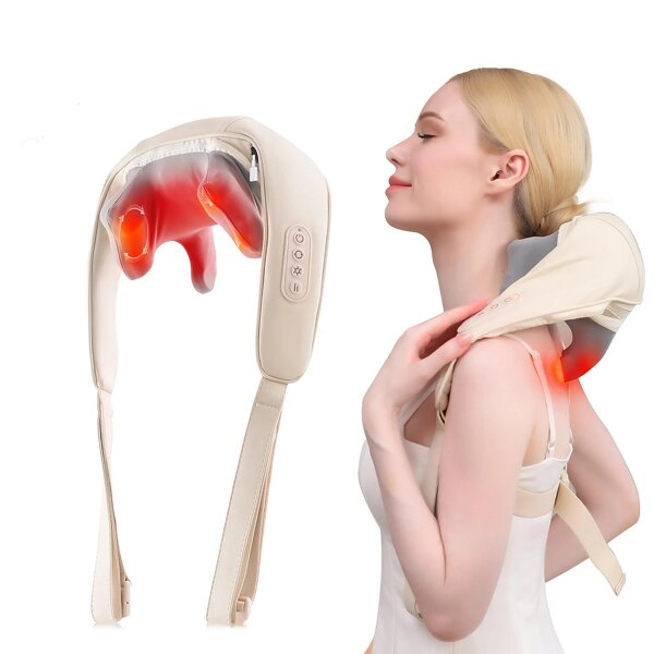 3D Kneading Neck Massager - 2025 Upgraded Hands Free Portable Shoulder Pain Relief