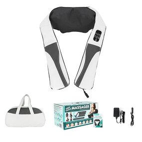 3D Shiatsu Massage Shawl - PU Leather Foldable Infrared Heat Neck Back Shoulder