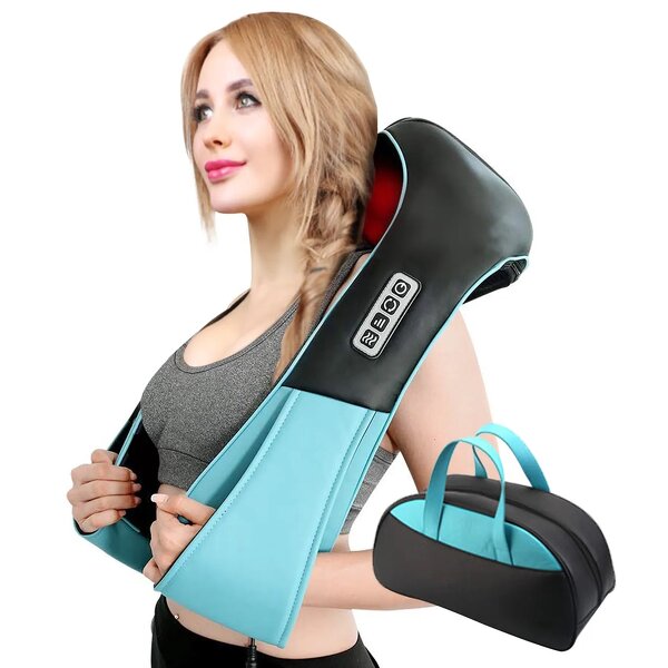 Neck Shoulder Massager - 2025 16 Rounds Rolls Kneading Massage Pillow Relief Tool