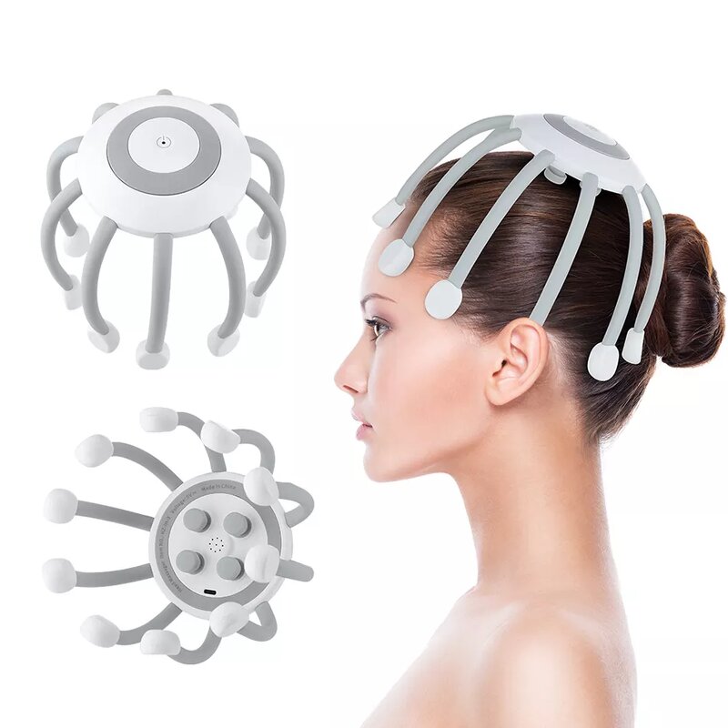 Spider Head Massager - Automatic 8 Heads Rechargeable Smart Vibration Scalp Relief