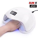 320W UV LED Nail Lamp - Portable 72 Beads Detachable Base USB Cable White Electric