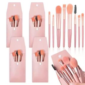 Makeup Brush Set - Portable Professional Travel Eye Face Brushes with Shaving Kit