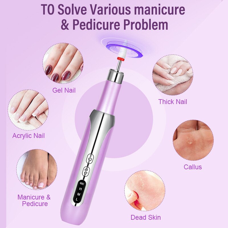 Rechargeable Nail Drill - Professional 15000rpm Strong Electrical Nail File Polisher