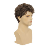 Men's Wig - Camel Short Curly French Curl 180% Density High Temperature Adjustable
