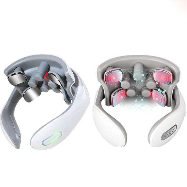Smart Electric Neck Massager - 6 Mode EMS Microcurrent Pulse Heating Muscle Pain Relief