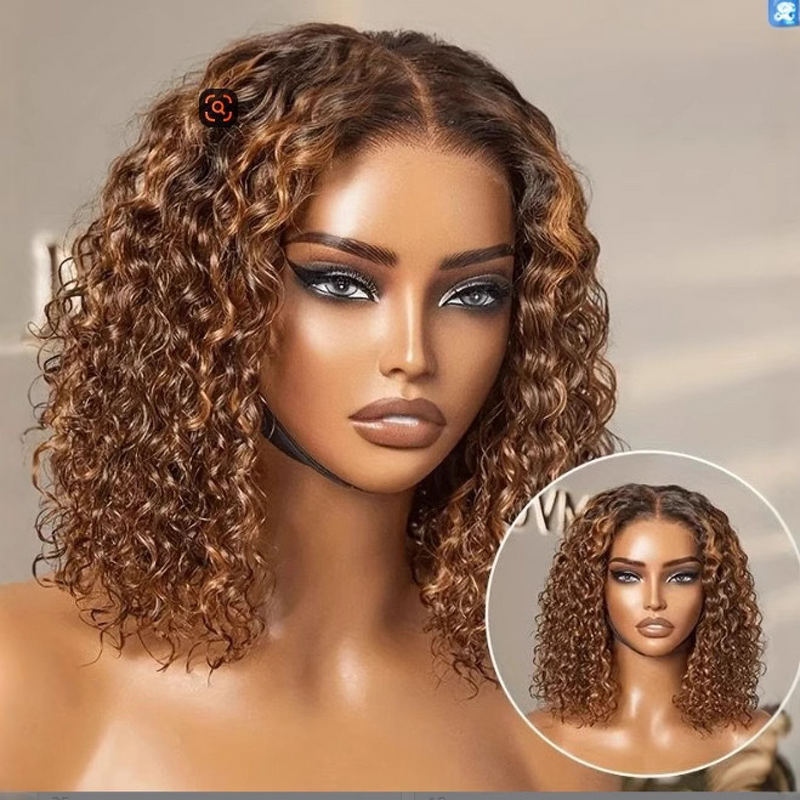 Lace Front Wig - Adjustable Brazilian Remy Hair Water Wave 180% Density Rose Net