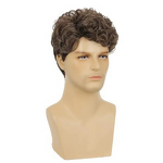 Men's Wig - Camel Short Curly French Curl 180% Density High Temperature Adjustable
