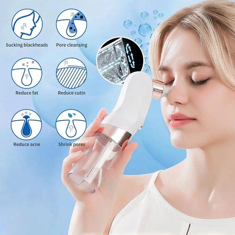 Small Bubble Blackhead Remover - Electric Micro LCD USB-C 5 Suction Heads Home Nose