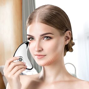 Electric Gua Sha Facial Tool - Heated Vibration - Red Light Face Sculpting Lift Device