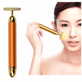 24k Gold Energy Beauty Bar - 2022 - Facial Massage Skin Lifting T Shape Vibrating Roller
