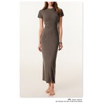 T-Shirt Dress Manufacturer - Women's Striped Summer Casual Short Sleeve Round Neck Long Maxi