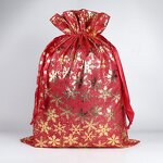 Gift Bag Manufacturer - Drawstring Christmas Reusable Cloth Santa with Ribbon