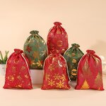 Gift Bag Manufacturer - Drawstring Christmas Reusable Cloth Santa with Ribbon