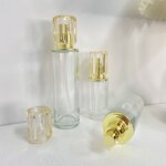 Pump Bottles Manufacturer - 50ml 60ml Light Luxury Transparent Glass with Golden Cap