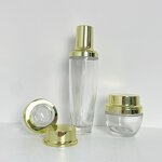 Skincare Bottles Manufacturer - Transparent Glass with Gold Cap 30g to 120g for Cream & OEM