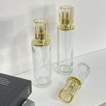 Pump Bottles Manufacturer - 50ml 60ml Light Luxury Transparent Glass with Golden Cap