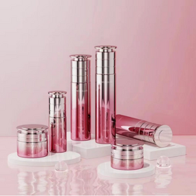 Glass Bottles Manufacturer - Pink Gradient for Premium Face Cream & Lotion OEM Set