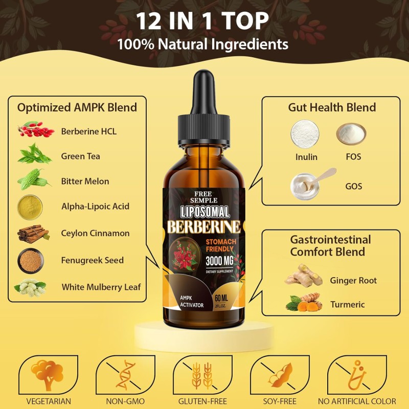 Berberine HCL Liquid Drops Manufacturer - Herbal Extract Supplements Free Sample OEM