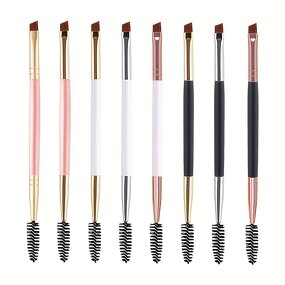 Double-ended Eyebrow Brush - Manufacturer - Angled Spoolie Brush for Perfect Eyebrows Makeup Application