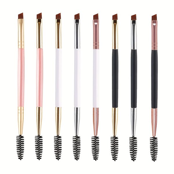 Double-ended Eyebrow Brush - Manufacturer - Angled Spoolie Brush for Perfect Eyebrows Makeup Application
