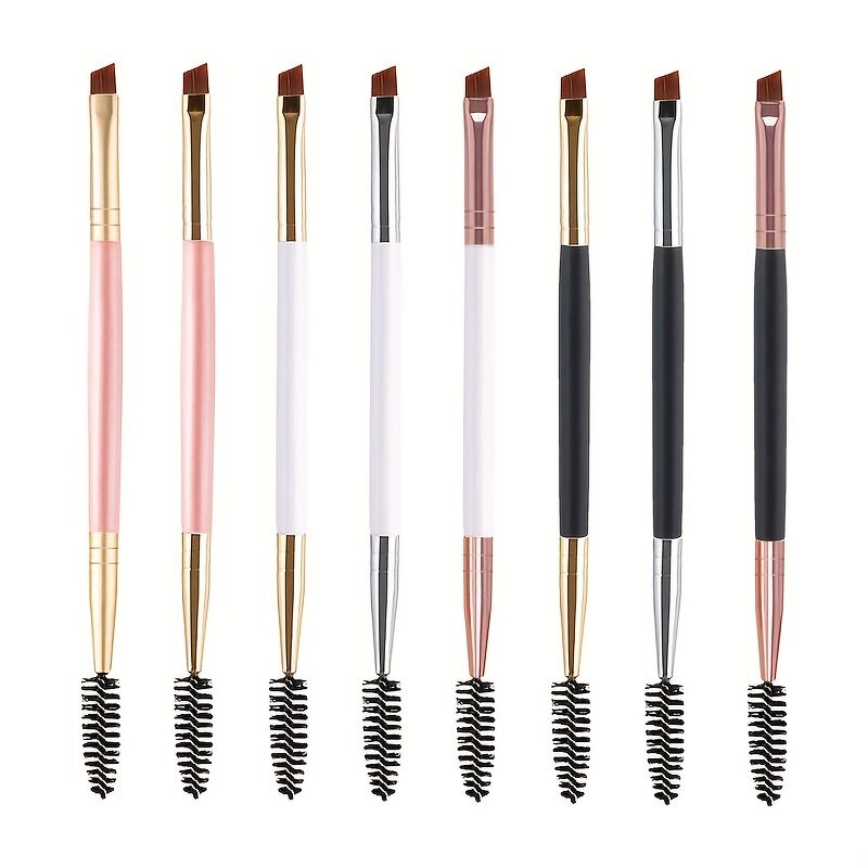 Double-ended Eyebrow Brush - Manufacturer - Angled Spoolie Brush for Perfect Eyebrows Makeup Application