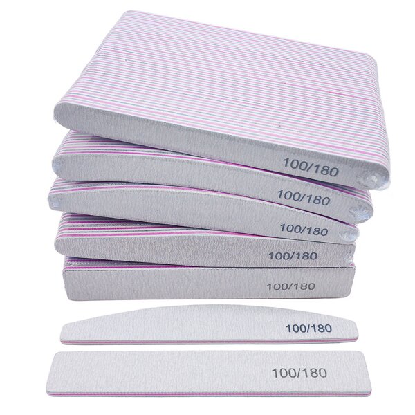 Washable Nail Files - Manufacturer - Factory Wholesale 100/180 Grit Half Moon Square Zebra Sandpaper