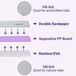 Washable Nail Files - Manufacturer - Factory Wholesale 100/180 Grit Half Moon Square Zebra Sandpaper