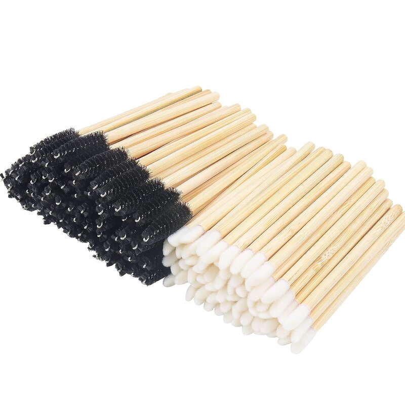 Bamboo Brush Applicators Set - Manufacturer - 100pcs Eyelash Lipgloss Nylon Hair Cosmetic Tools