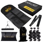 Wig Packaging Set - Manufacturer - Custom Logo Satin Bag Edge Scarf Hang Tag Sticker Bonnets Wrap