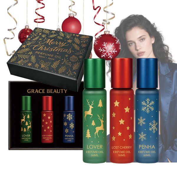 Pheromone Roller Perfume Kit - Manufacturer - 3in1 Fruity Floral Amber Christmas Gift Roll-on