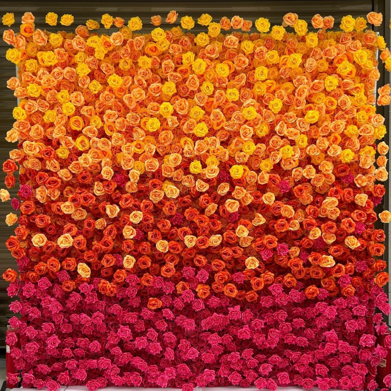 Gradient-colored Artificial Flower Wall Manufacturer Custom Design