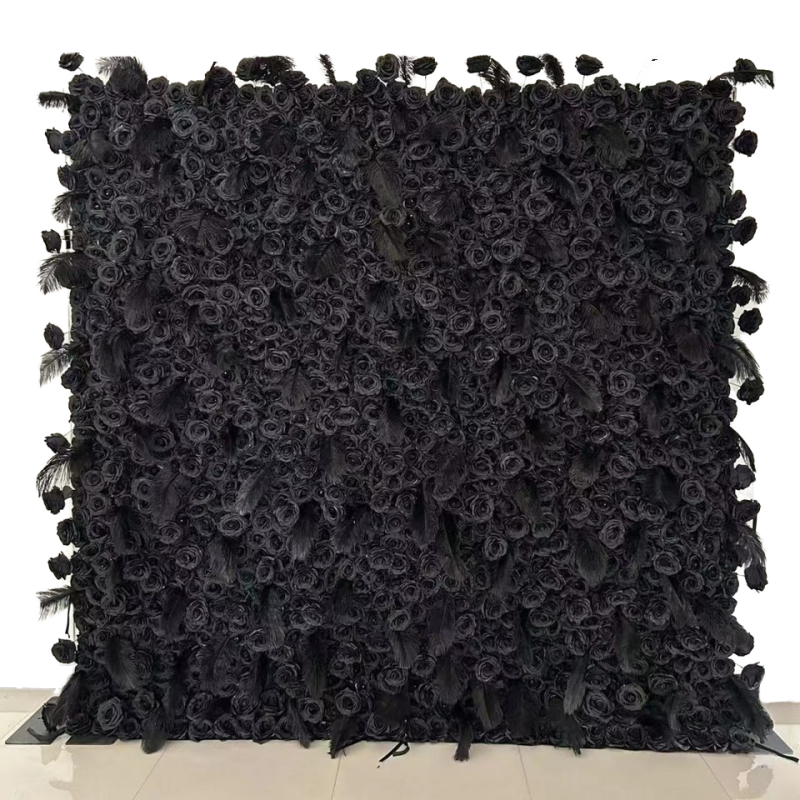 Black Artificial Flower Wall Manufacturer OEM ODM Services