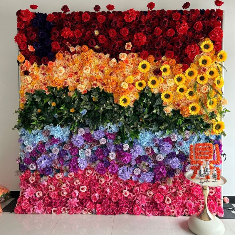 Artificial Flower Wall Manufacturer Mixed Color Custom OEM Services