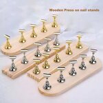 Press on Nail Display Stand - Manufacturer - New Gold Silver Wooden Base Metal Finger Support Tool