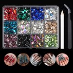 Nail Rhinestones Manufacturer - Wholesale 12 Grids Mix Shape Shiny Crystal 3D
